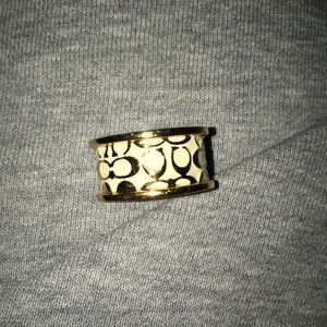 Coach Signature C Gold and White Ring